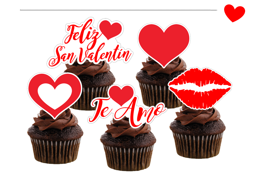 Cupcakes Toppers San Valentín